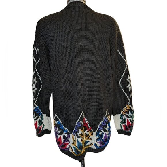 Vintage 90s Debra lubell black knit sweater with sequin snowflakes - Picture 3 of 7